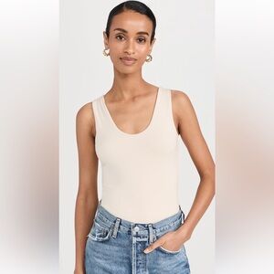 NWOT Re Ona Beige Cream Scoop Jersey Bodysuit, Size Medium